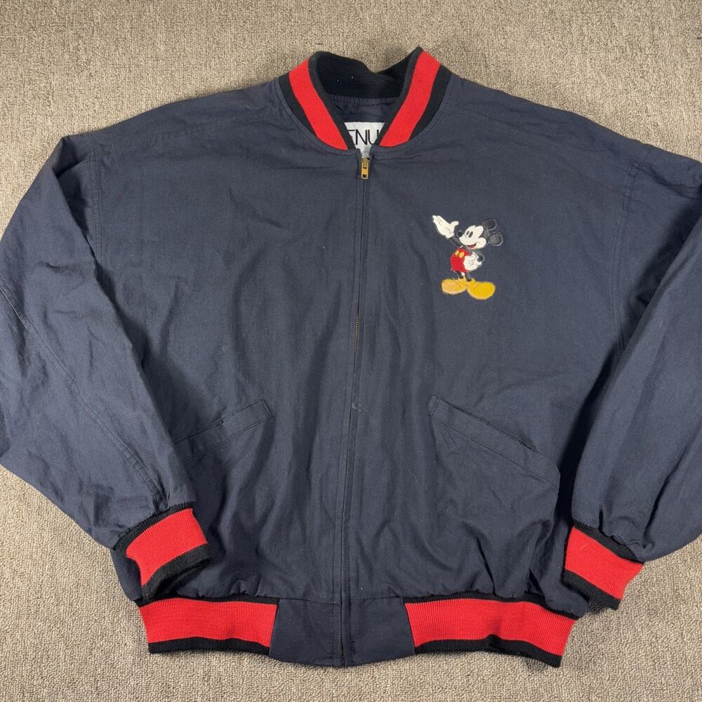 Disney Mickey Mouse Vintage Full Zip Jacket Black Graphic Large 25x26